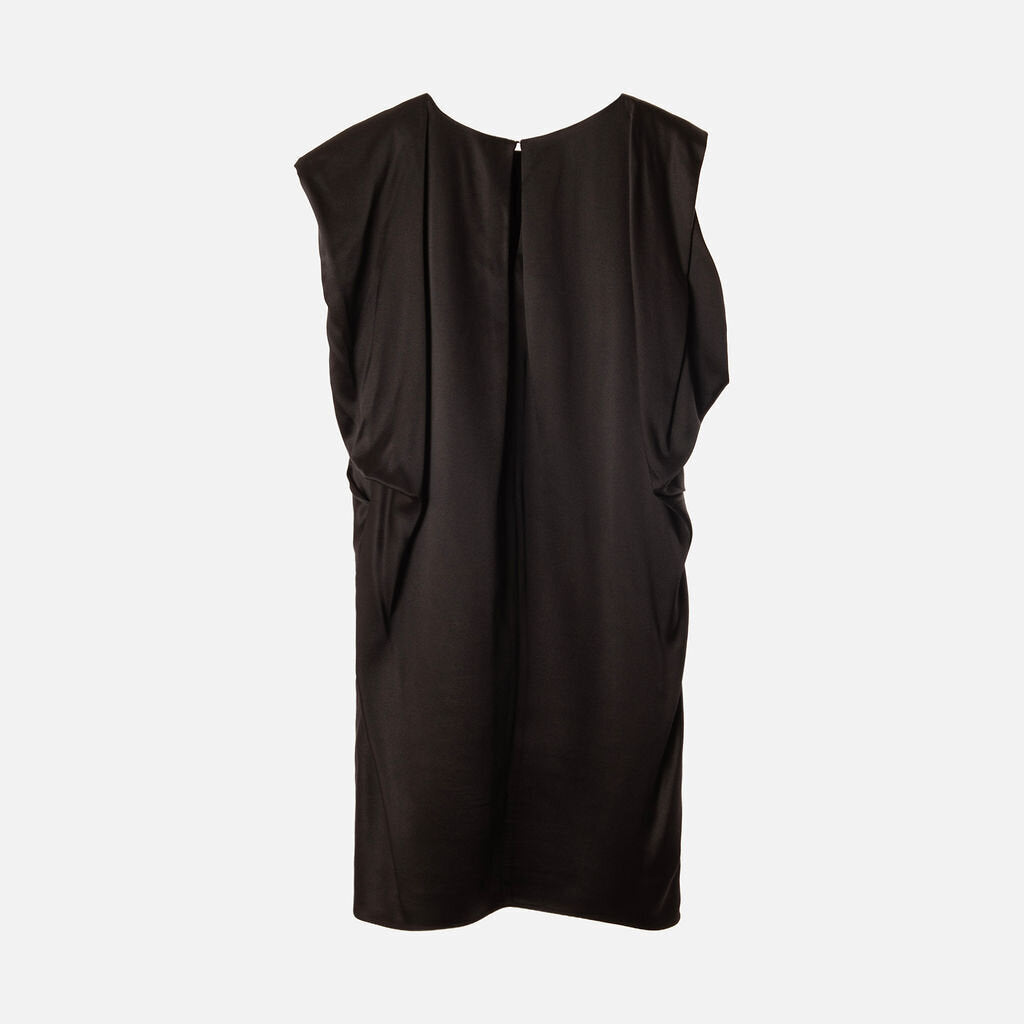 Doo-Ri Black Silk Ruched Mini Dress