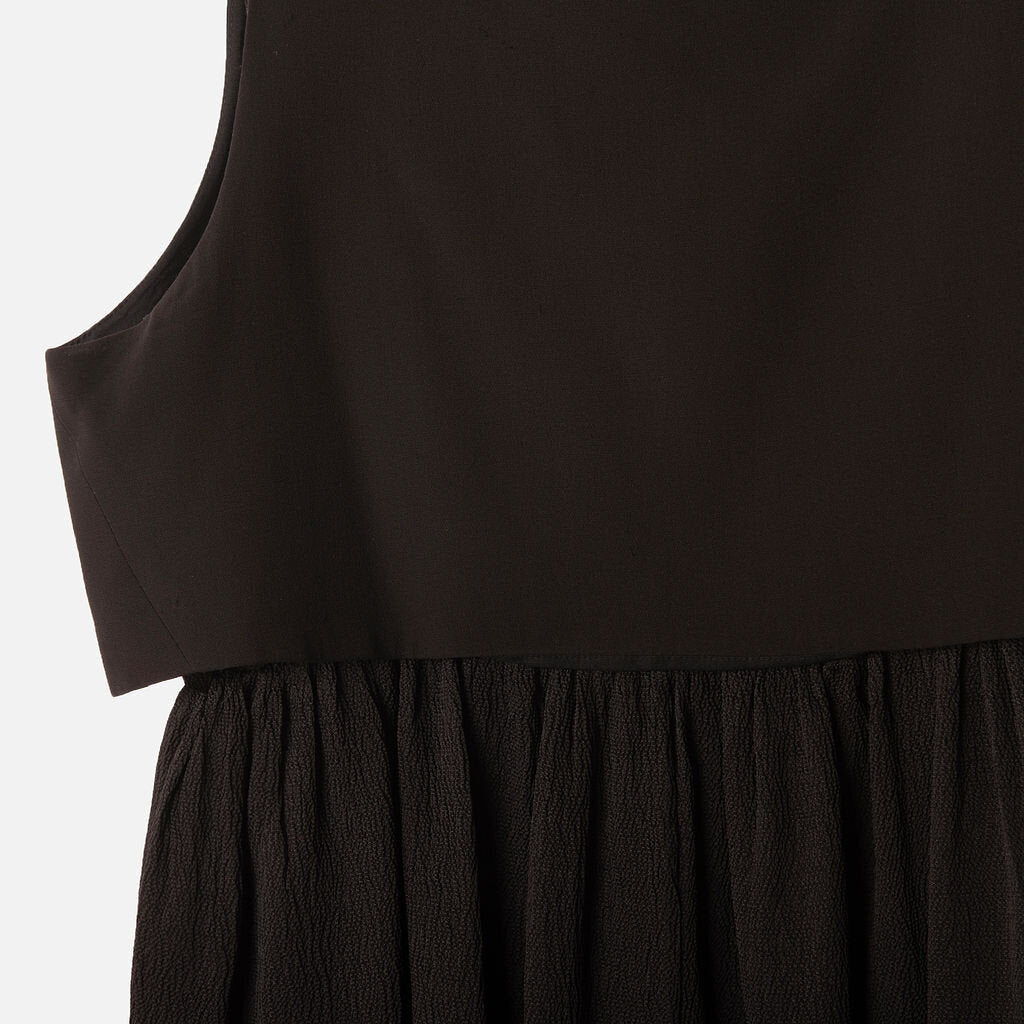 Balenciaga Silk Black Tiered Silk & Elastane Top