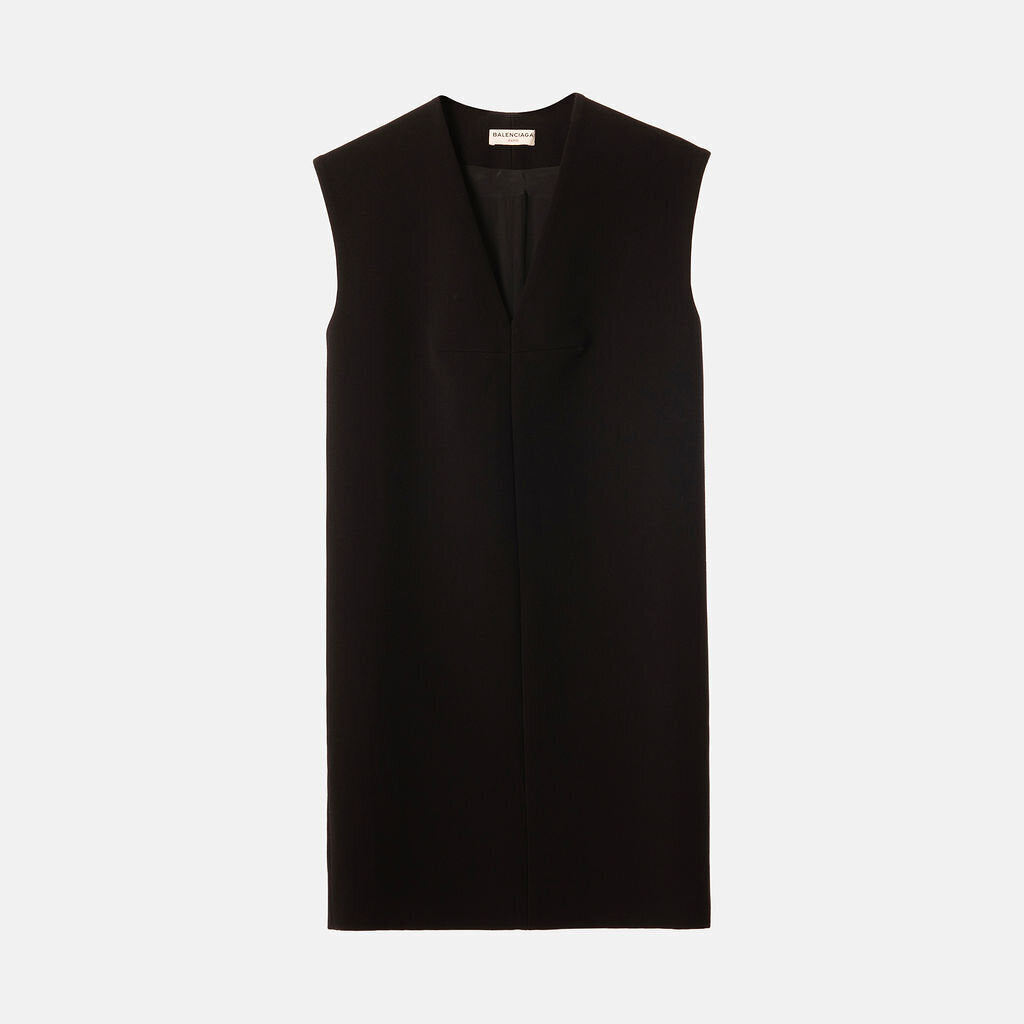 Balenciaga Black Poly Sleeveless Midi Dress (2014)