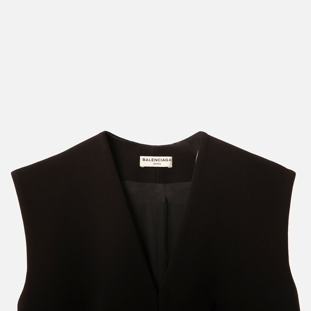 Balenciaga Black Poly Sleeveless Midi Dress (2014)