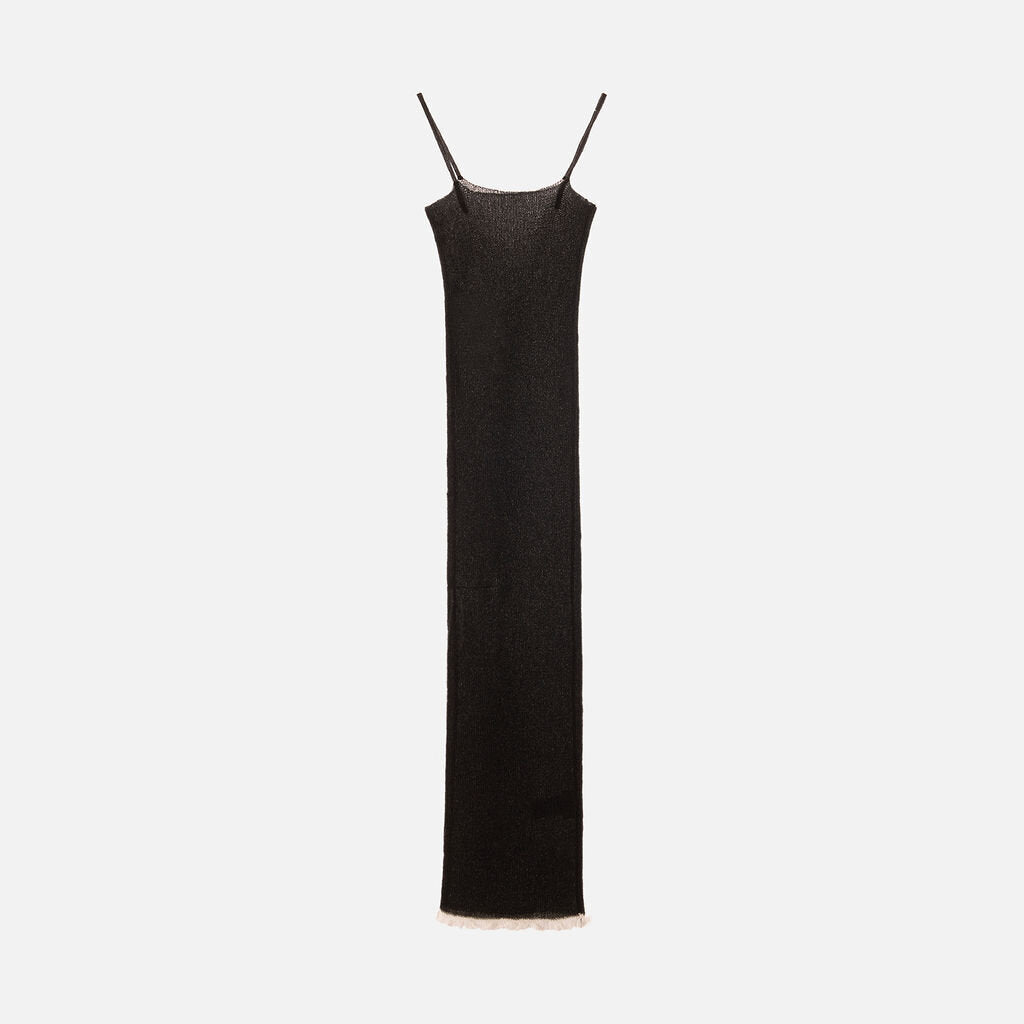 Quira Black Sponge Slip Dress