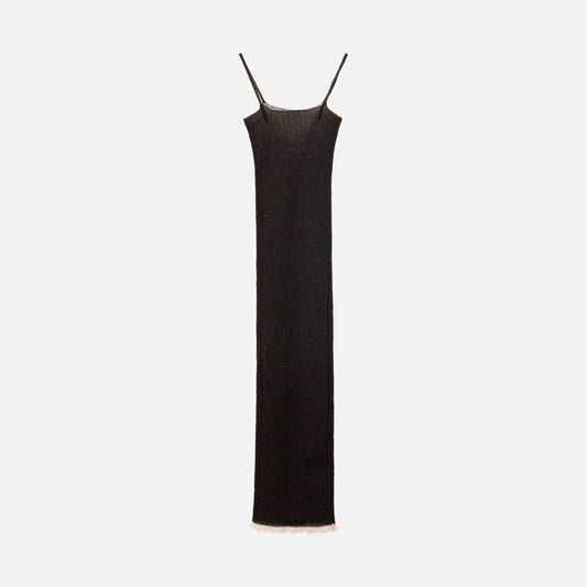 Quira Black Sponge Slip Dress