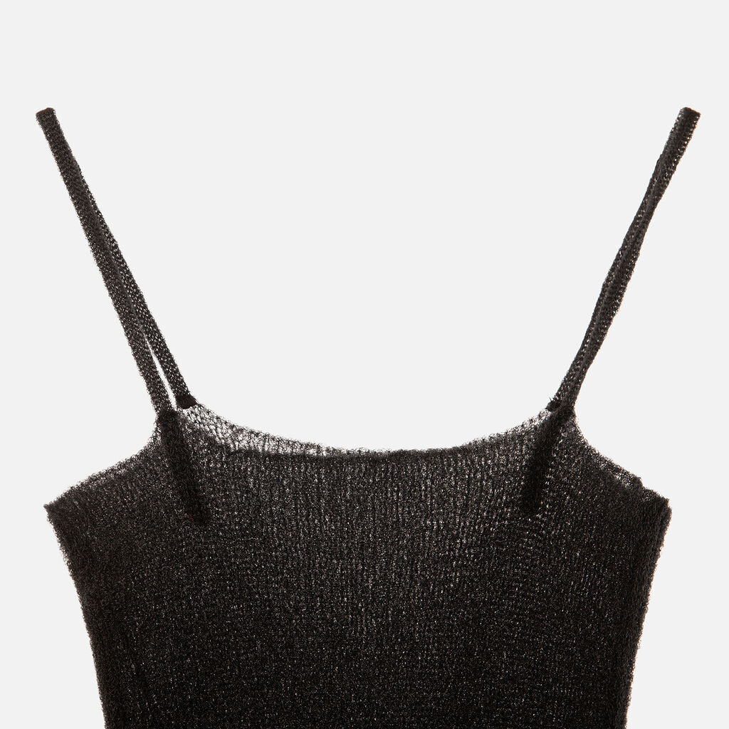 Quira Black Sponge Slip Dress