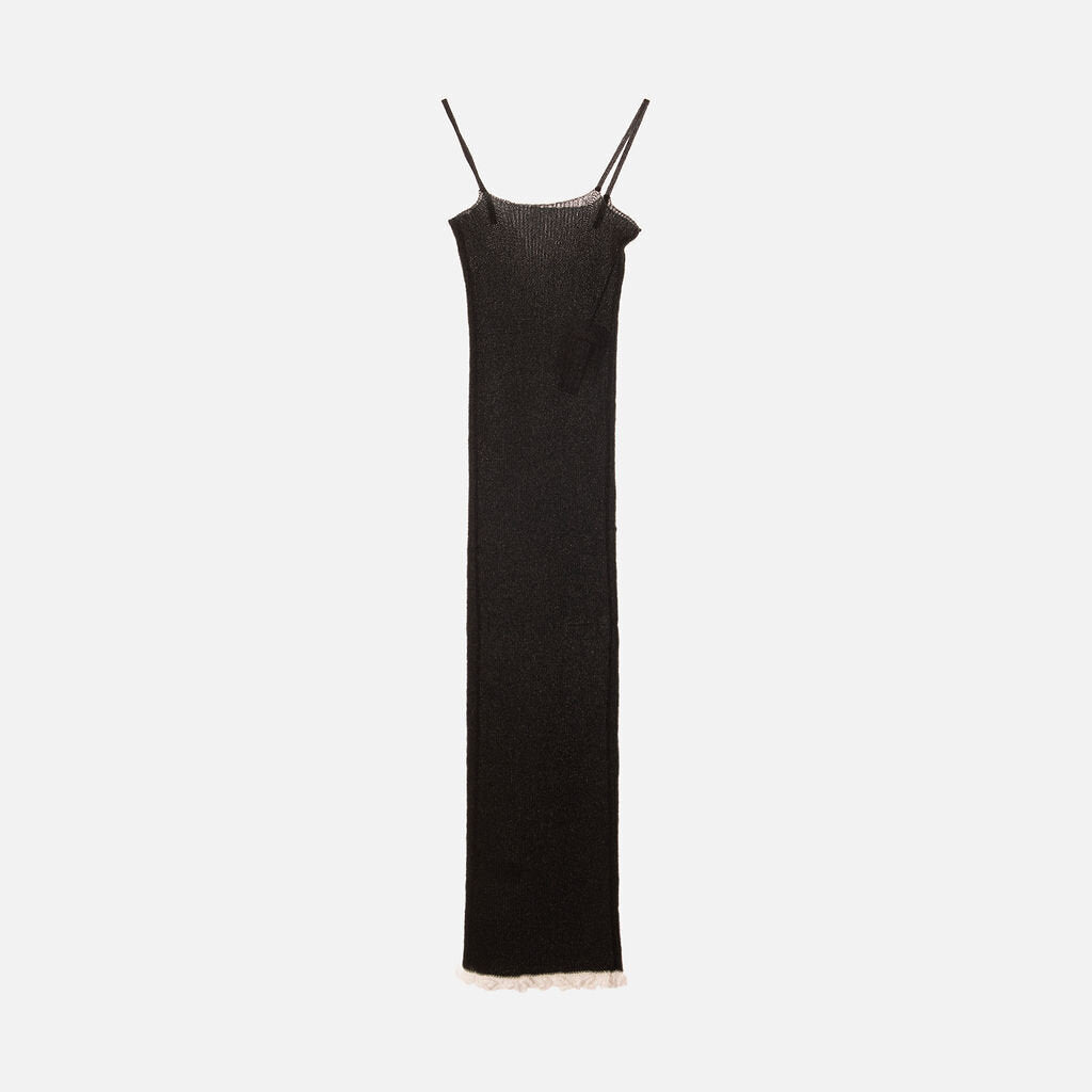 Quira Black Sponge Slip Dress