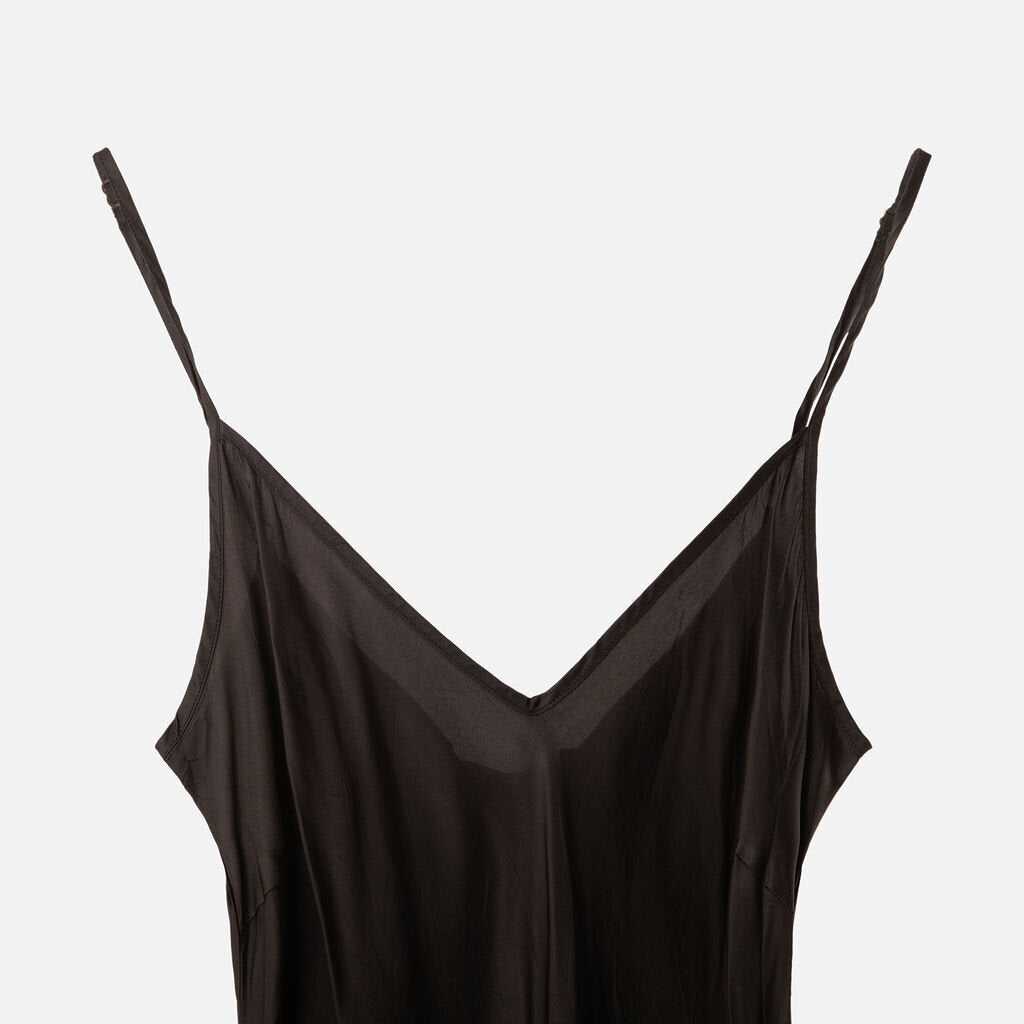 Organic John Patrick Black Cupro Satin Slip Dress