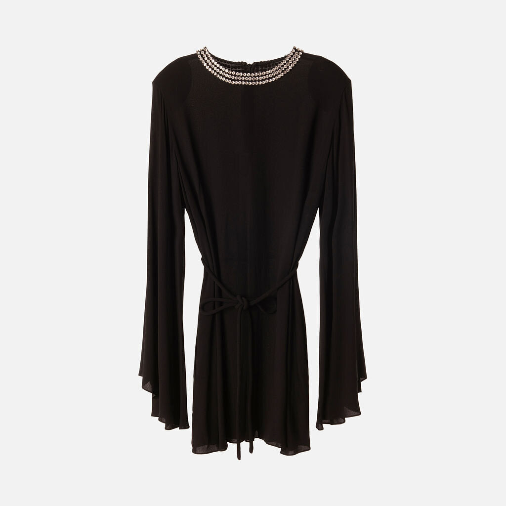Stella McCartney Black Mini Crystal Embellished Tied Dress