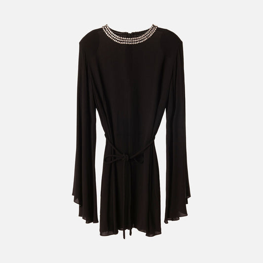 Stella McCartney Black Mini Crystal Embellished Tied Dress