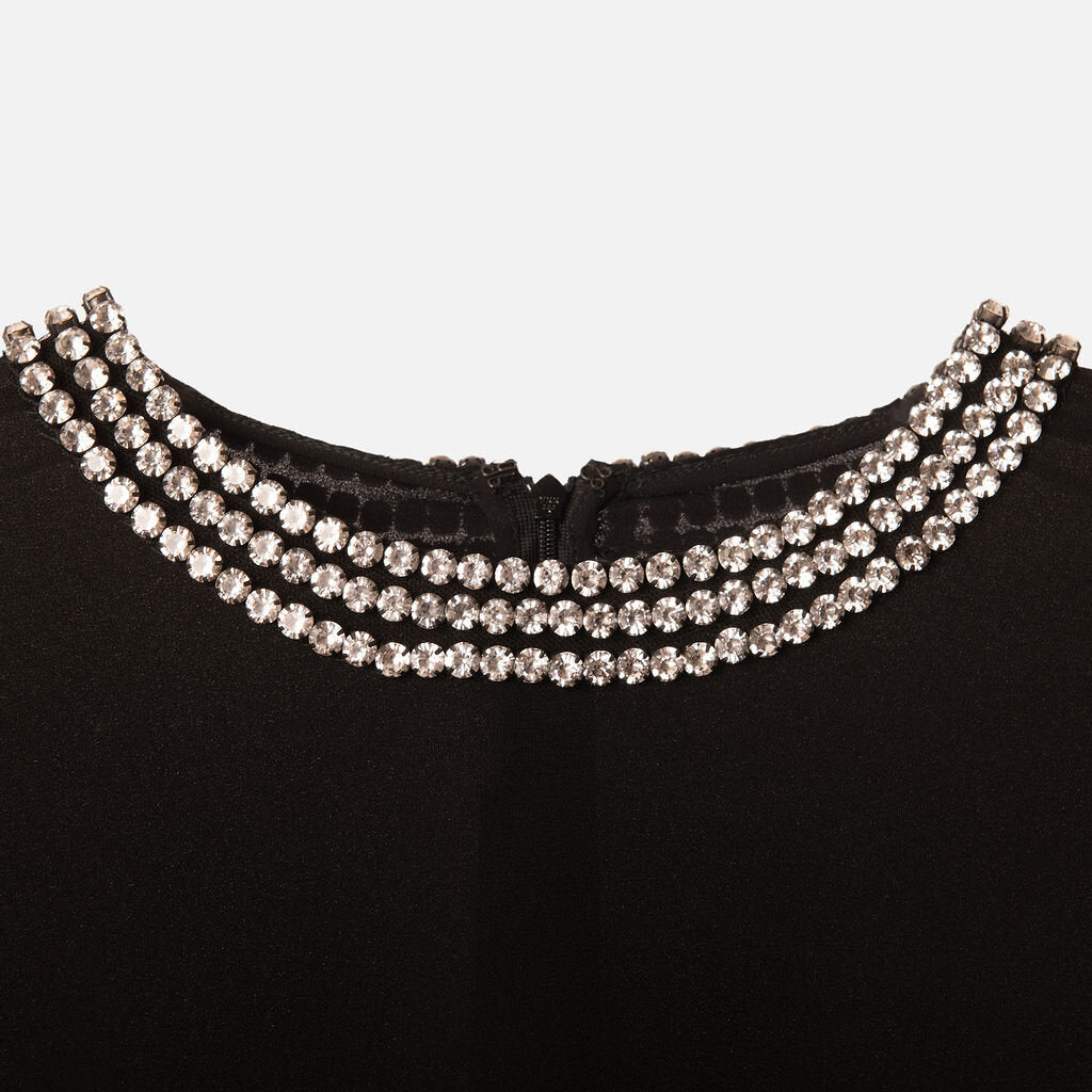 Stella McCartney Black Mini Crystal Embellished Tied Dress