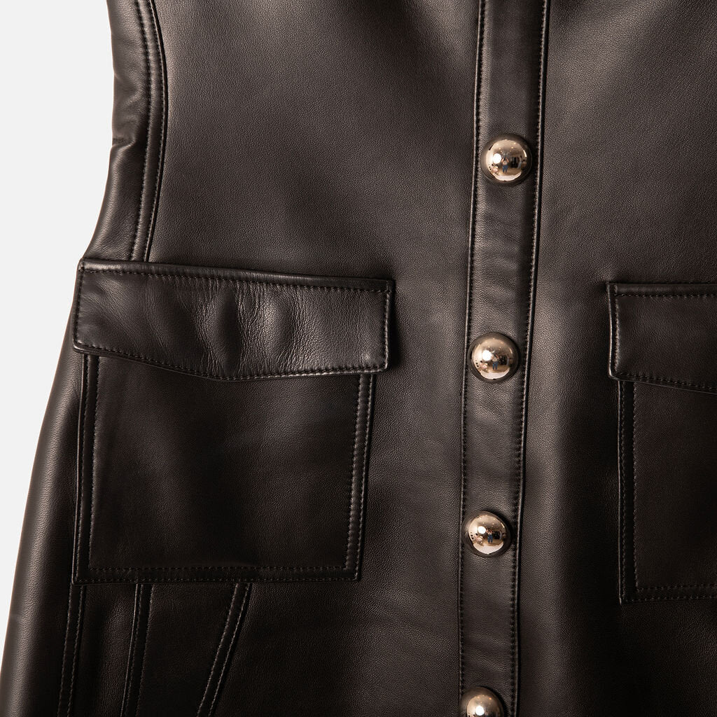 David Koma Black Leather Mini Dress
