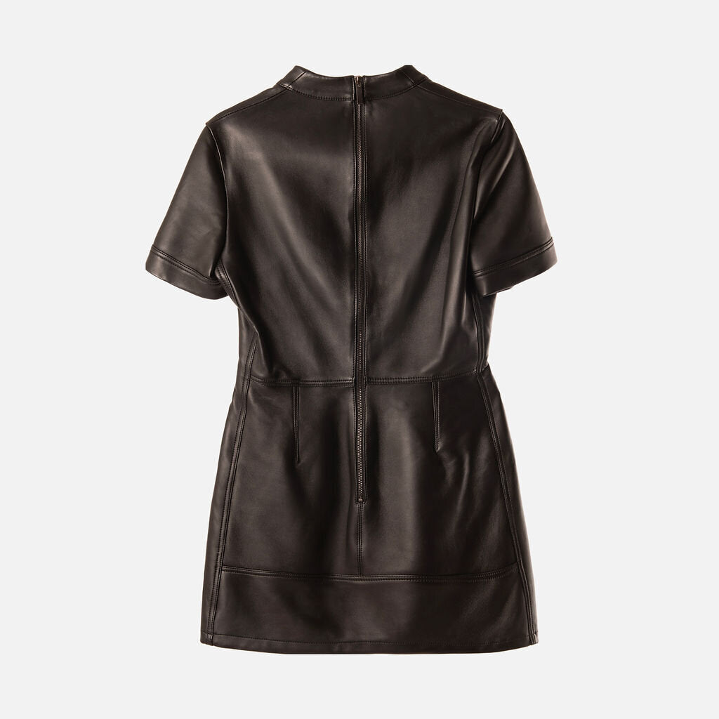David Koma Black Leather Mini Dress