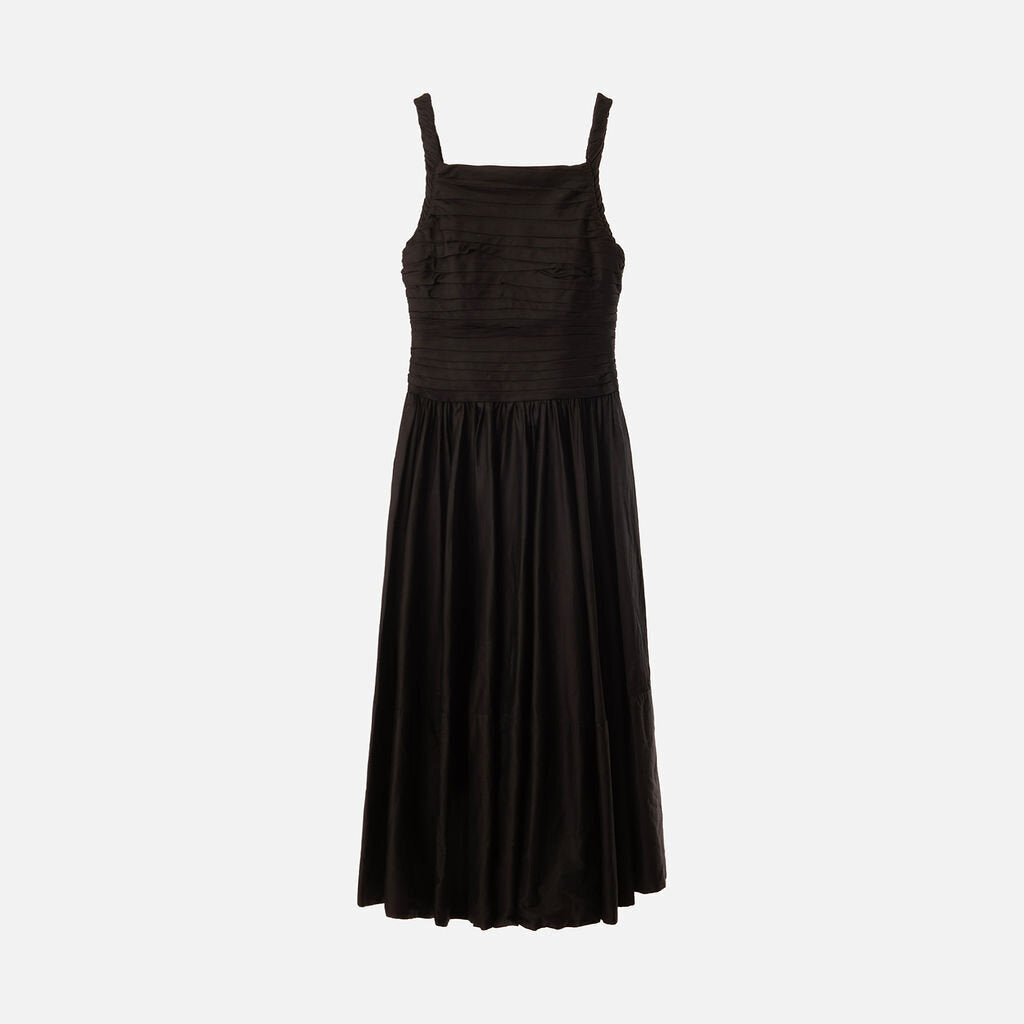 Aje Black Pleated Bubble Midi Dress