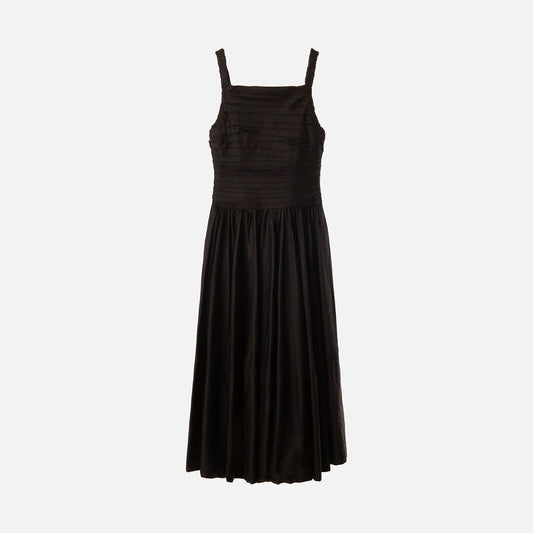 Aje Black Pleated Bubble Midi Dress