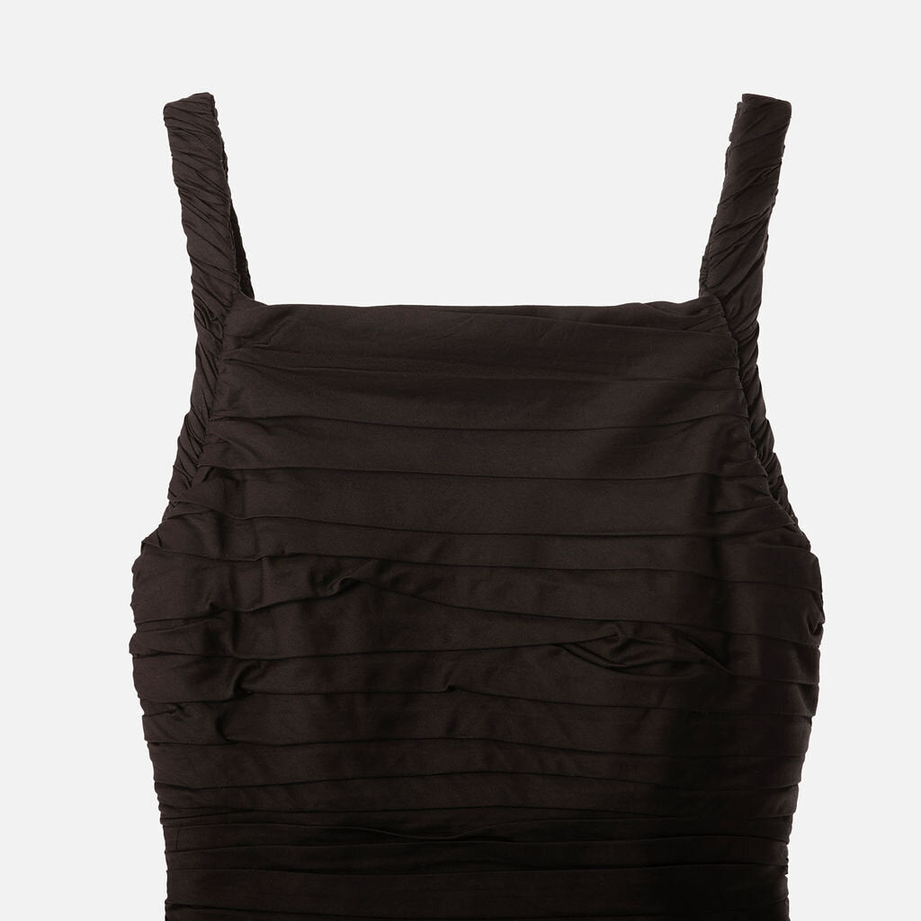 Aje Black Pleated Bubble Midi Dress