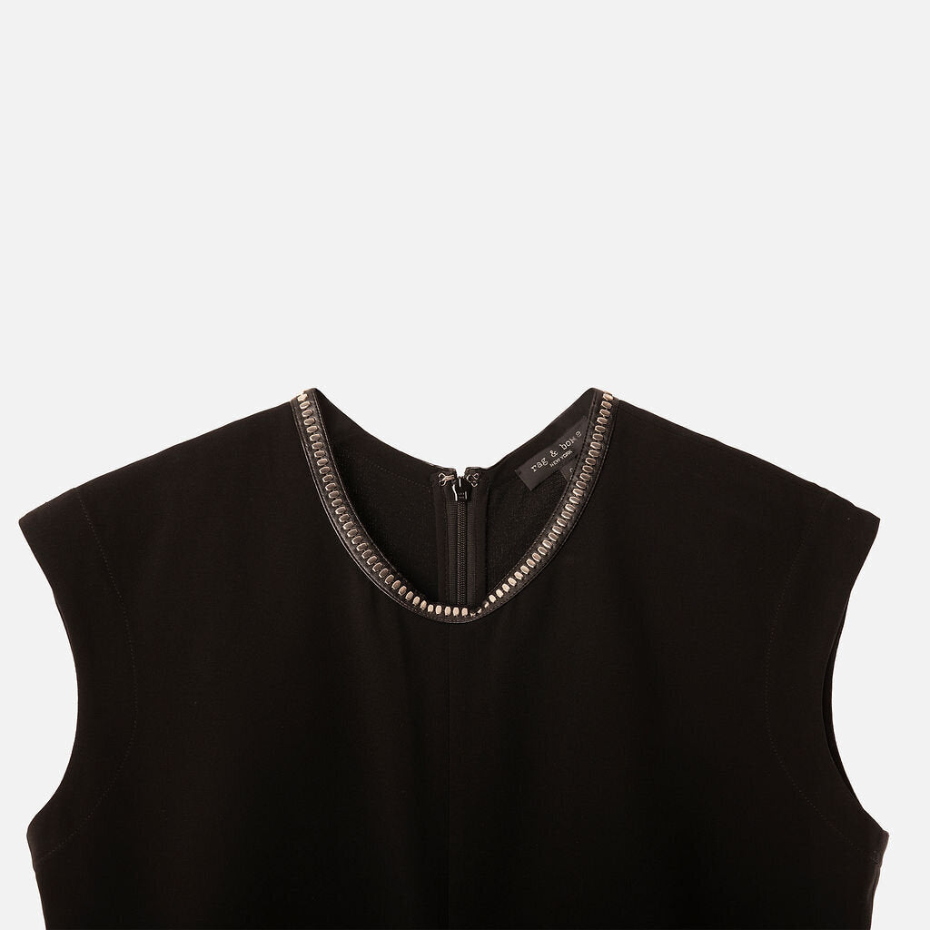 Rag & Bone Black Viscose Blend Embellished Collar Maxi Dress
