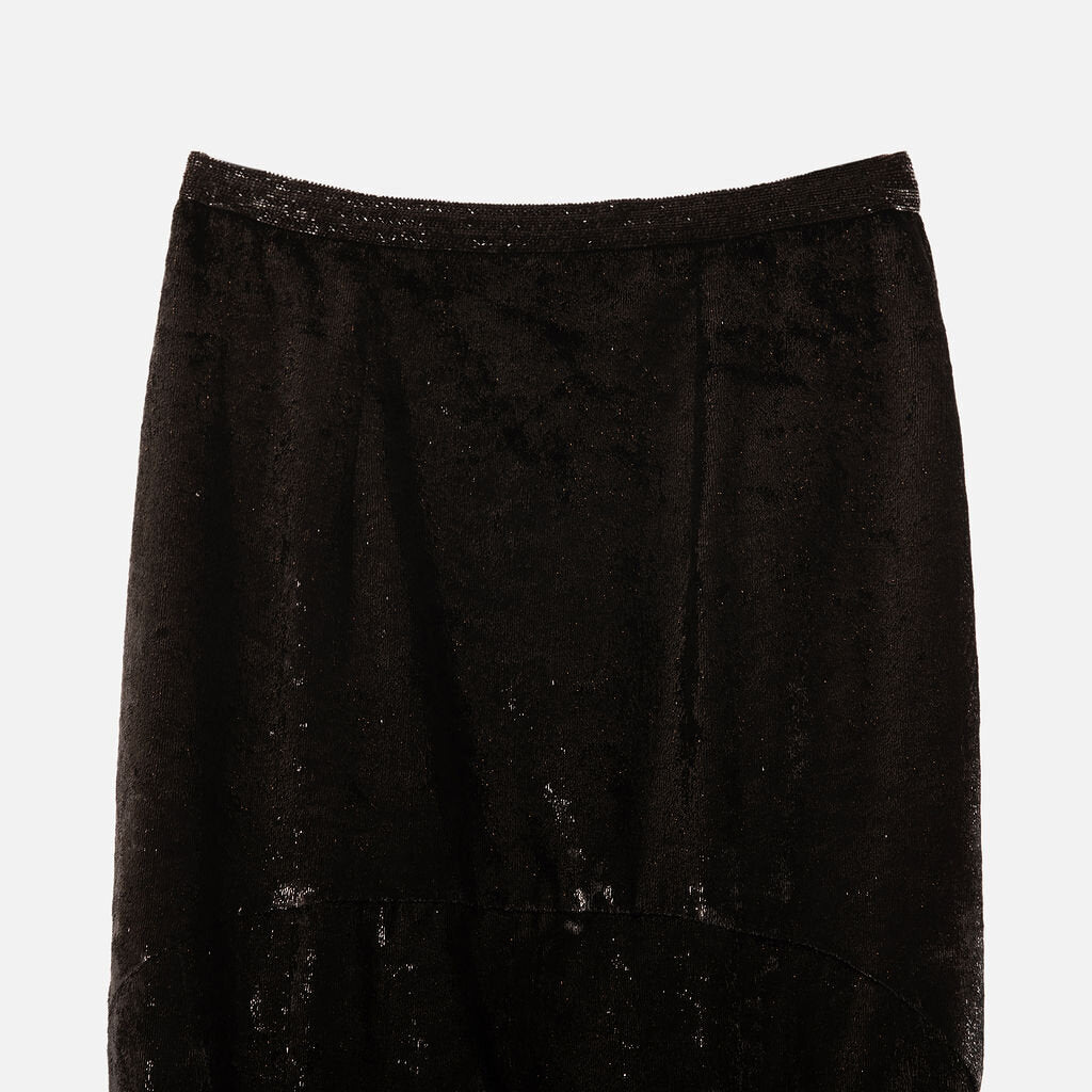 Sabyaschi Black Poly Velvet Metallic Maxi Skirt