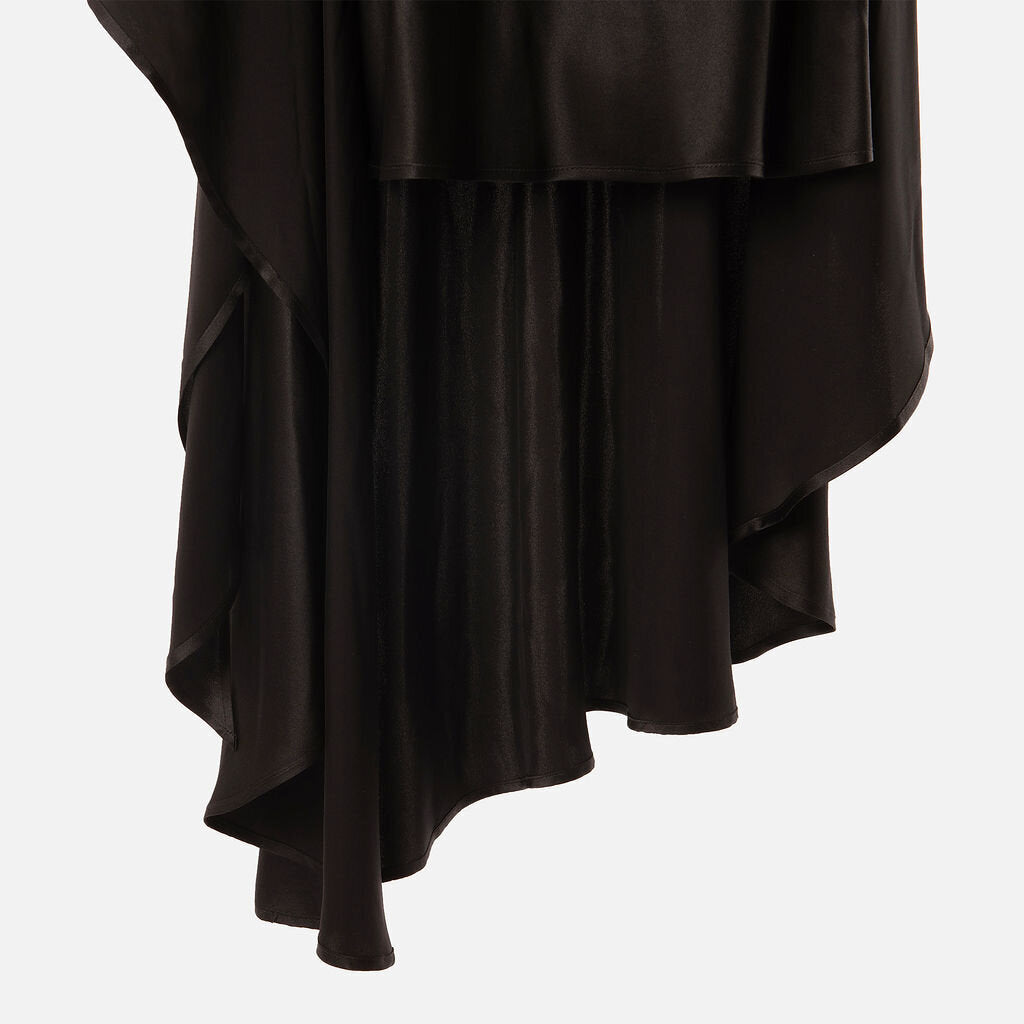 L'Agence Black Silk Wrap Midi Dress