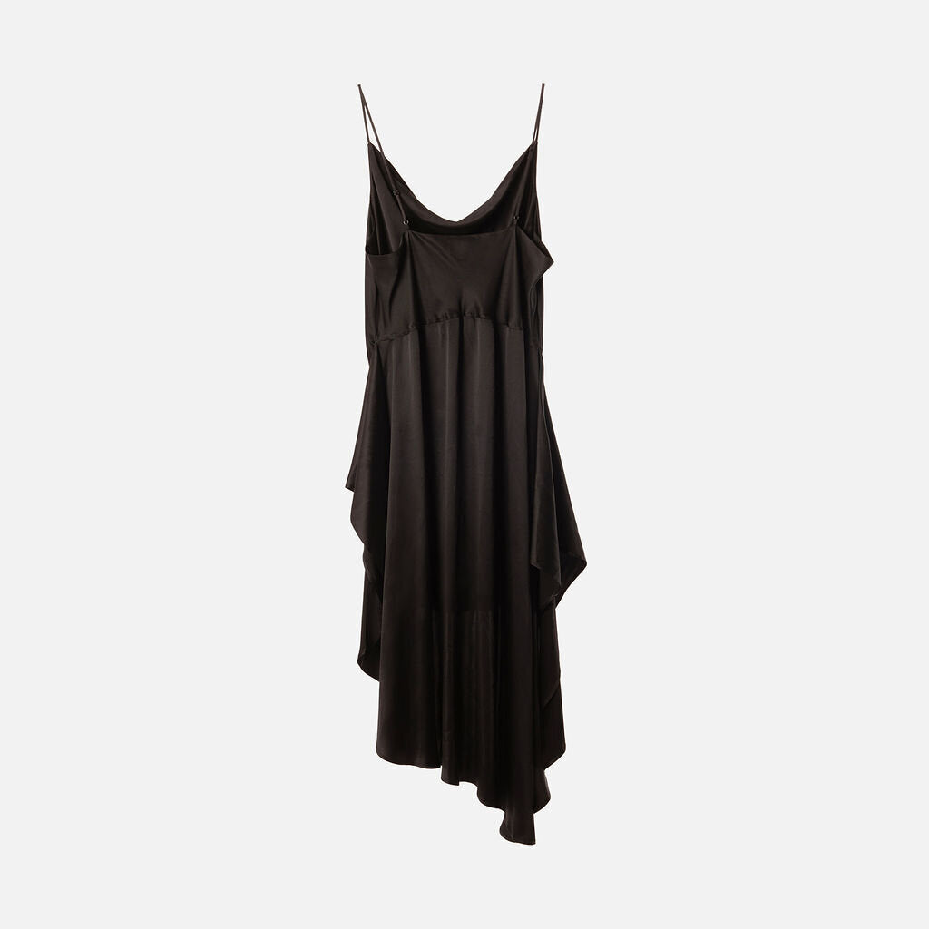 L'Agence Black Silk Wrap Midi Dress