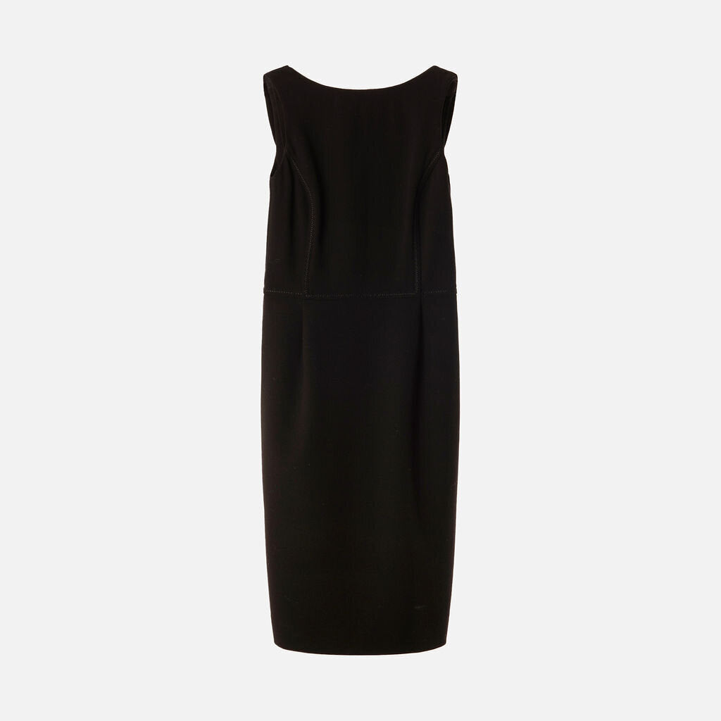Oscar de la Renta Black Wool Draped Backless Dress
