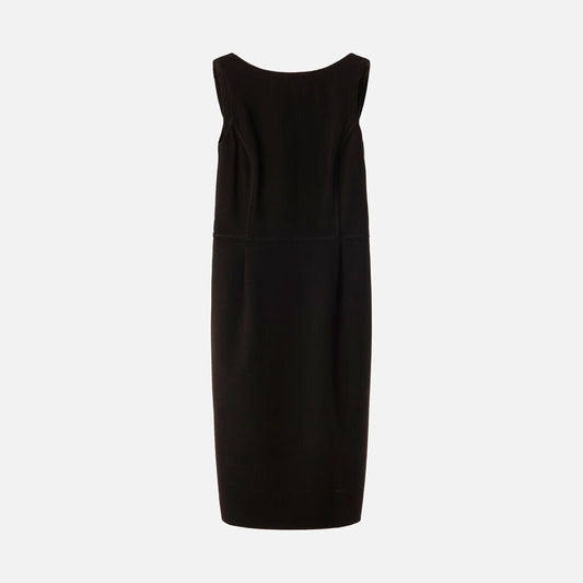 Oscar de la Renta Black Wool Draped Backless Dress