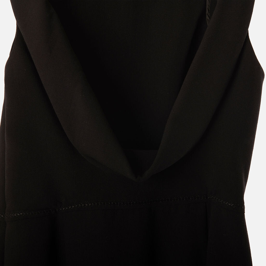 Oscar de la Renta Black Wool Draped Backless Dress