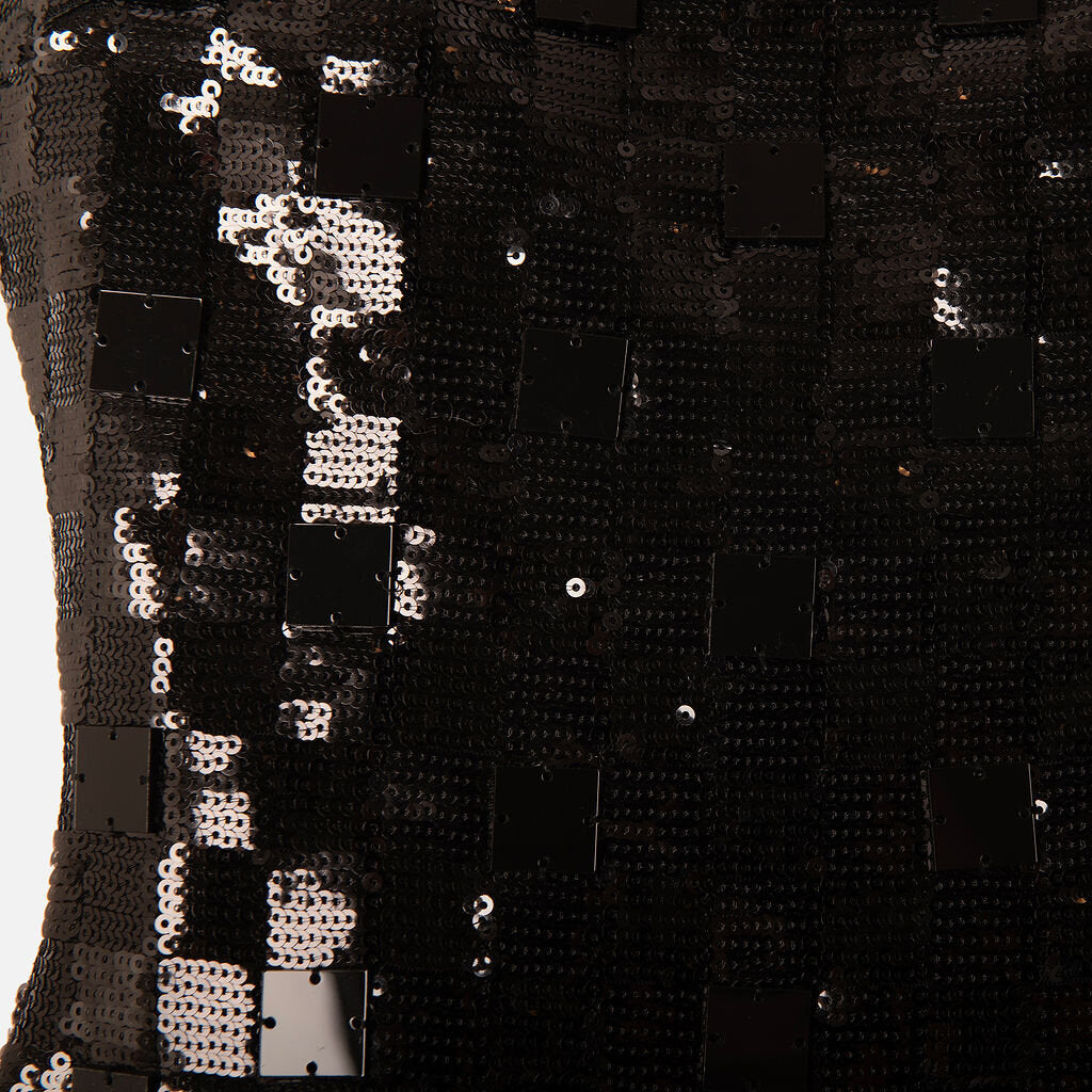 ILA Black Sequin Mini Strapless Dress