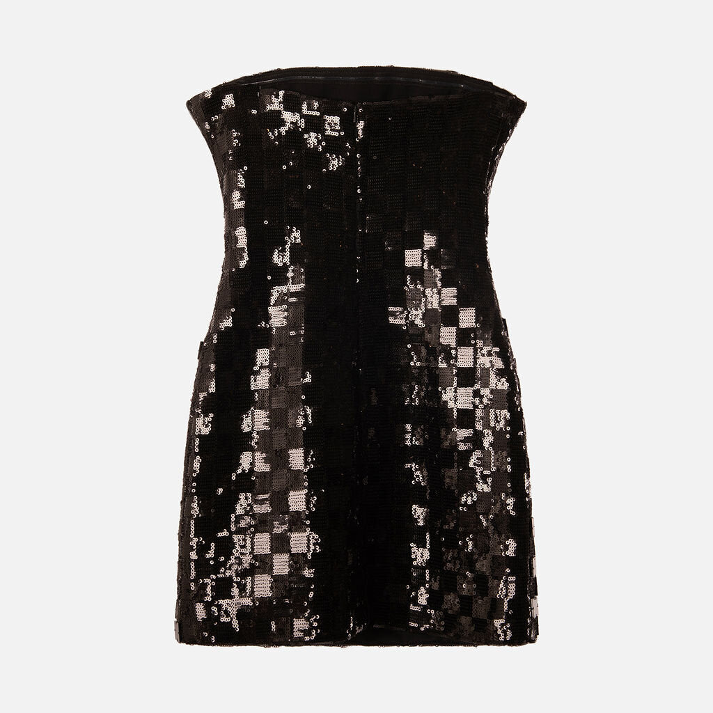 ILA Black Sequin Mini Strapless Dress