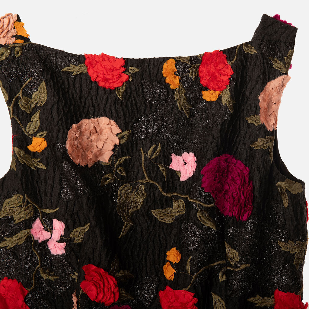 Erdem Black Floral Applique Maxi Dress