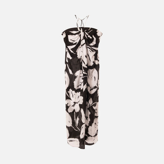 Michael Kors Collection Black & White Floral Silk Dress