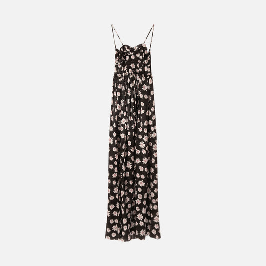 Balenciaga Black Floral Print Silk Maxi Dress (2017)
