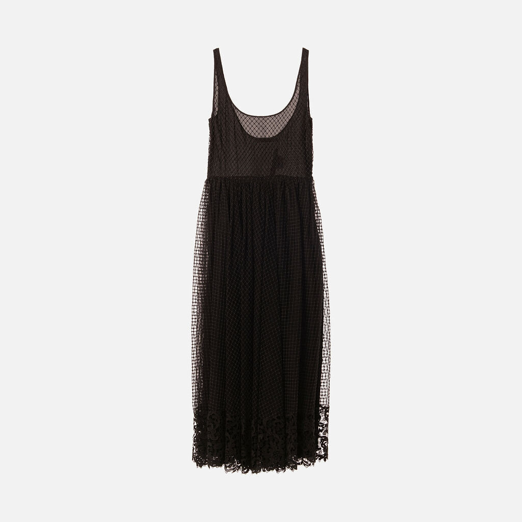 Christian Dior Black Elastic Mesh Midi Dress
