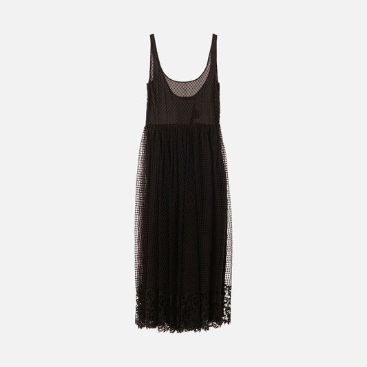 Christian Dior Black Elastic Mesh Midi Dress