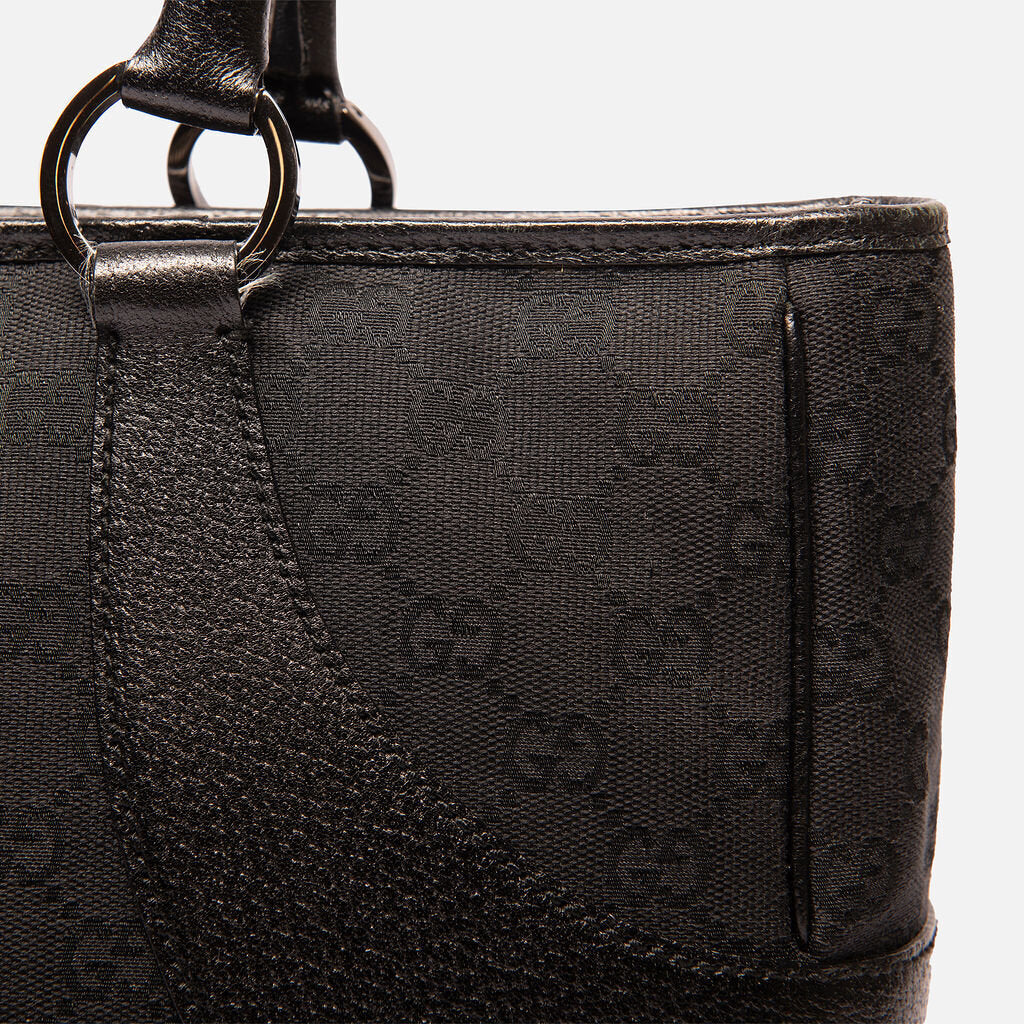 Gucci Black Canvas Zip Tote