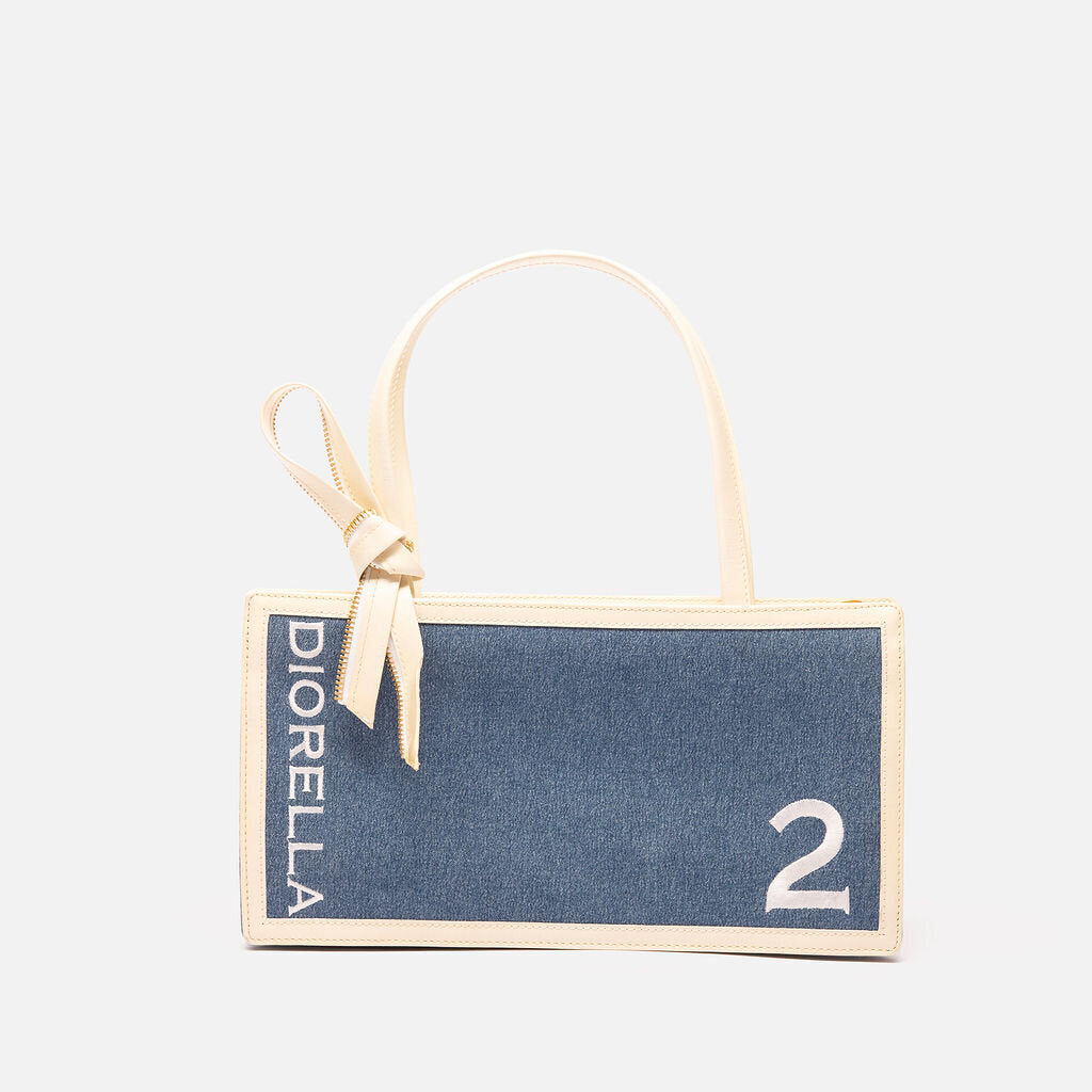 Christian Dior Cream Denim "Diorella" Bag