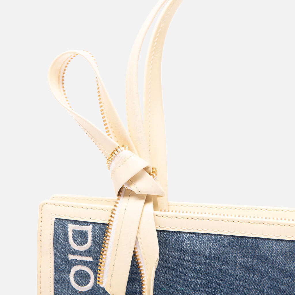 Christian Dior Cream Denim "Diorella" Bag