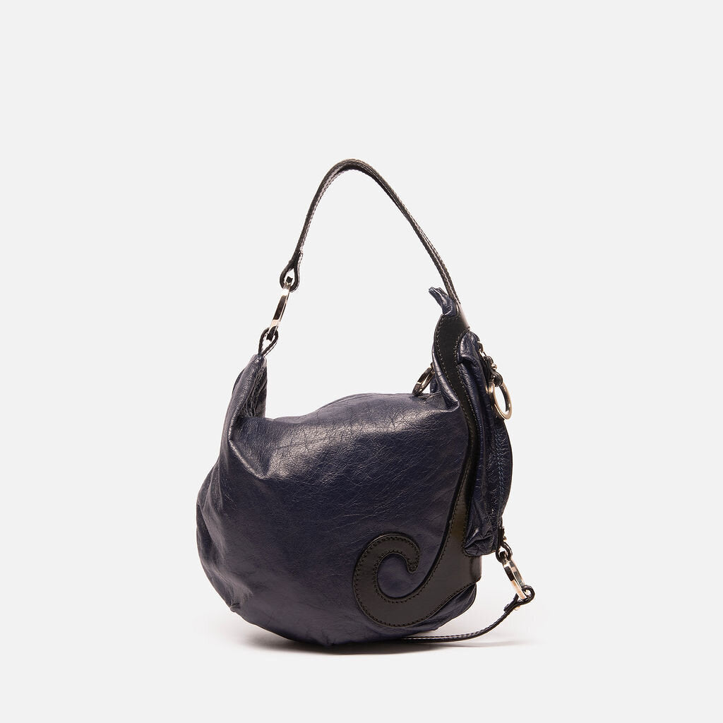 Fendi Blue & Black Oyster Hobo Bag
