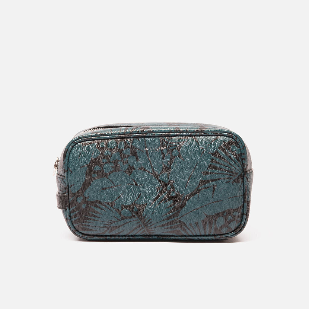 Saint Laurent Teal & Black Tropical Zip Pouch
