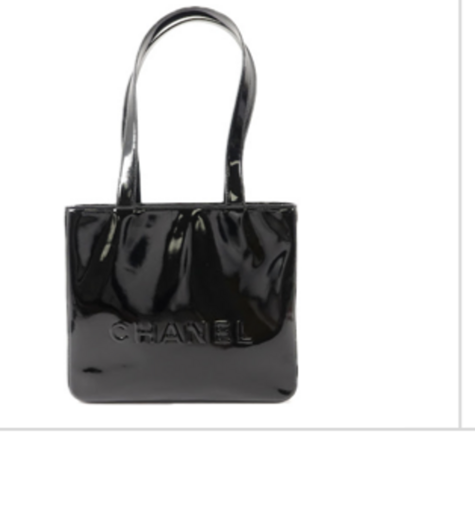 Black Patent Logo Tote