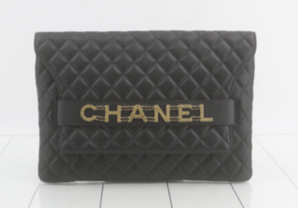 Black Quilted Clutch w/Letters
