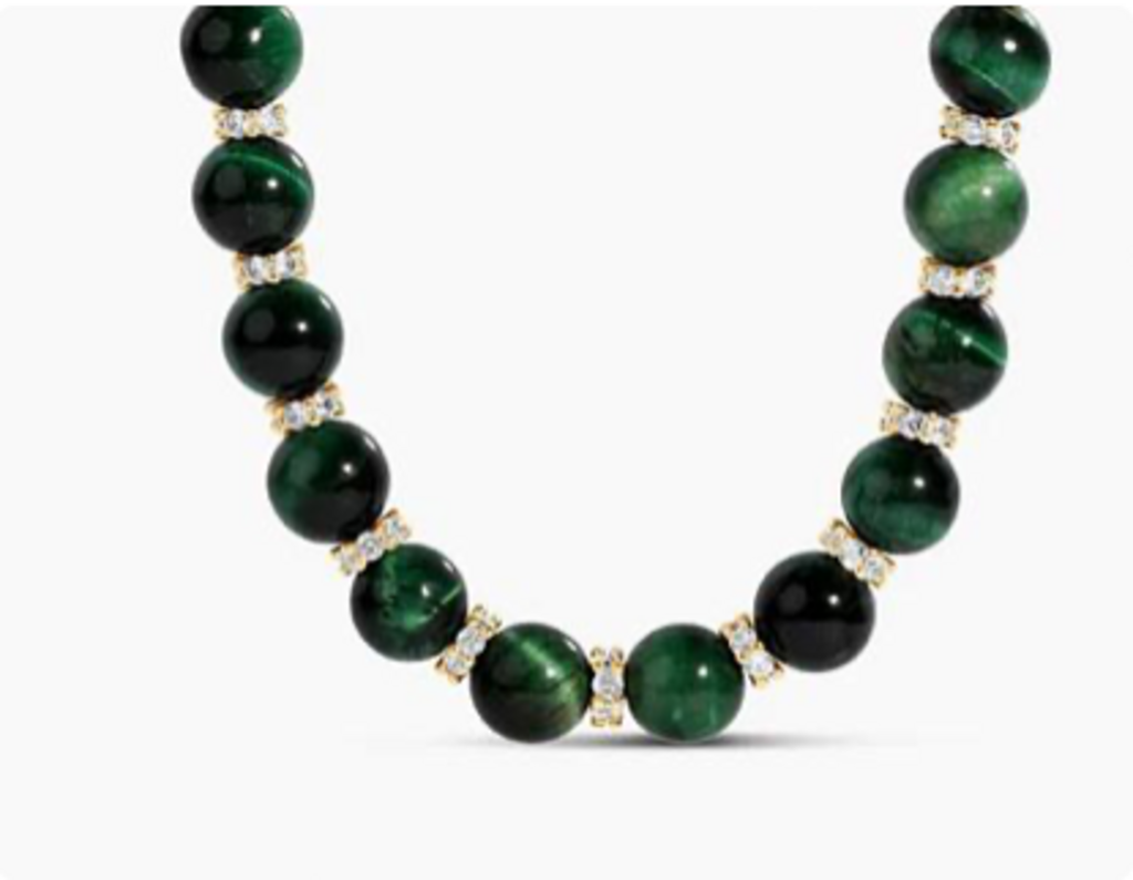 THE TIGER EYE Green LUXE BEAD NECKLACE