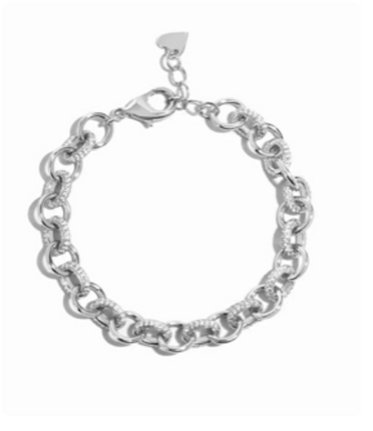 ROUND PAVE LINK BRACELET YG