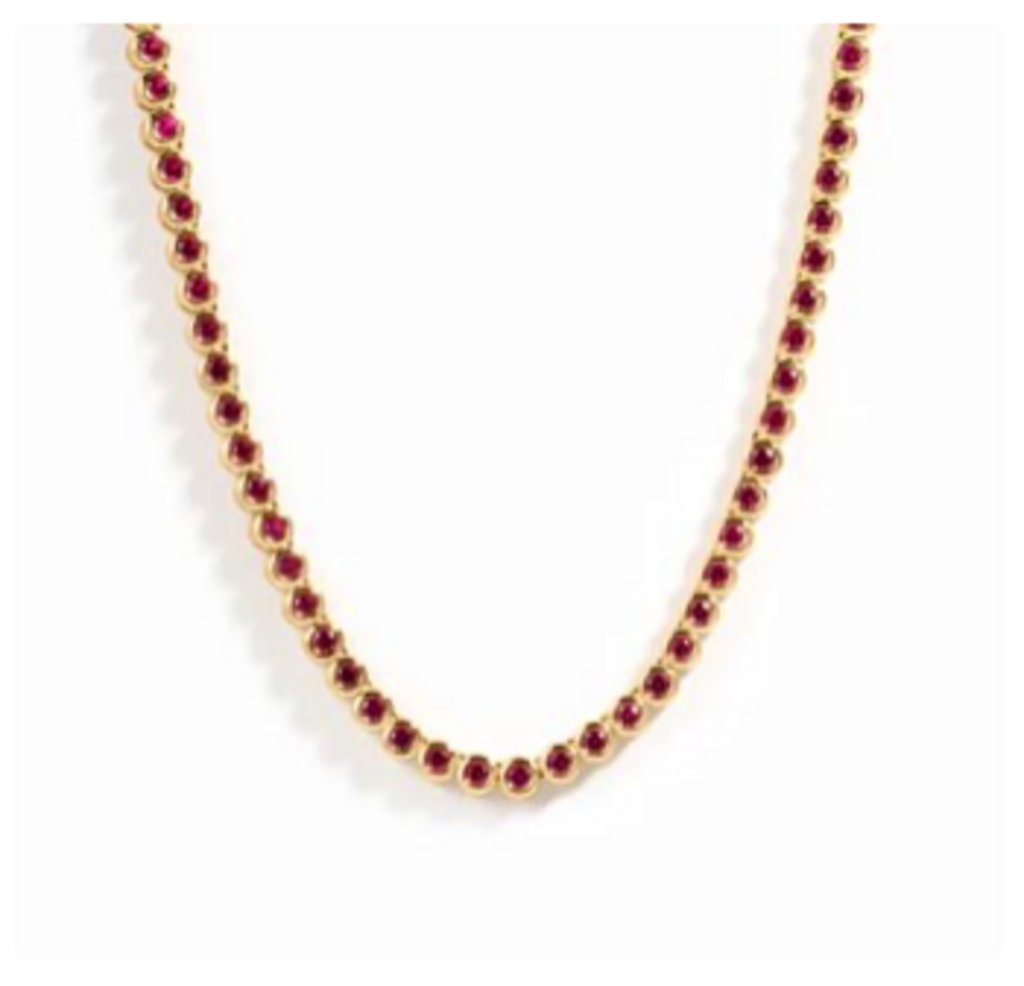 RUBY BEZEL TENNIS NECKLACE YG 16'