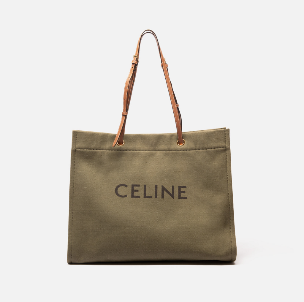 Celine Olive Canvas Tote