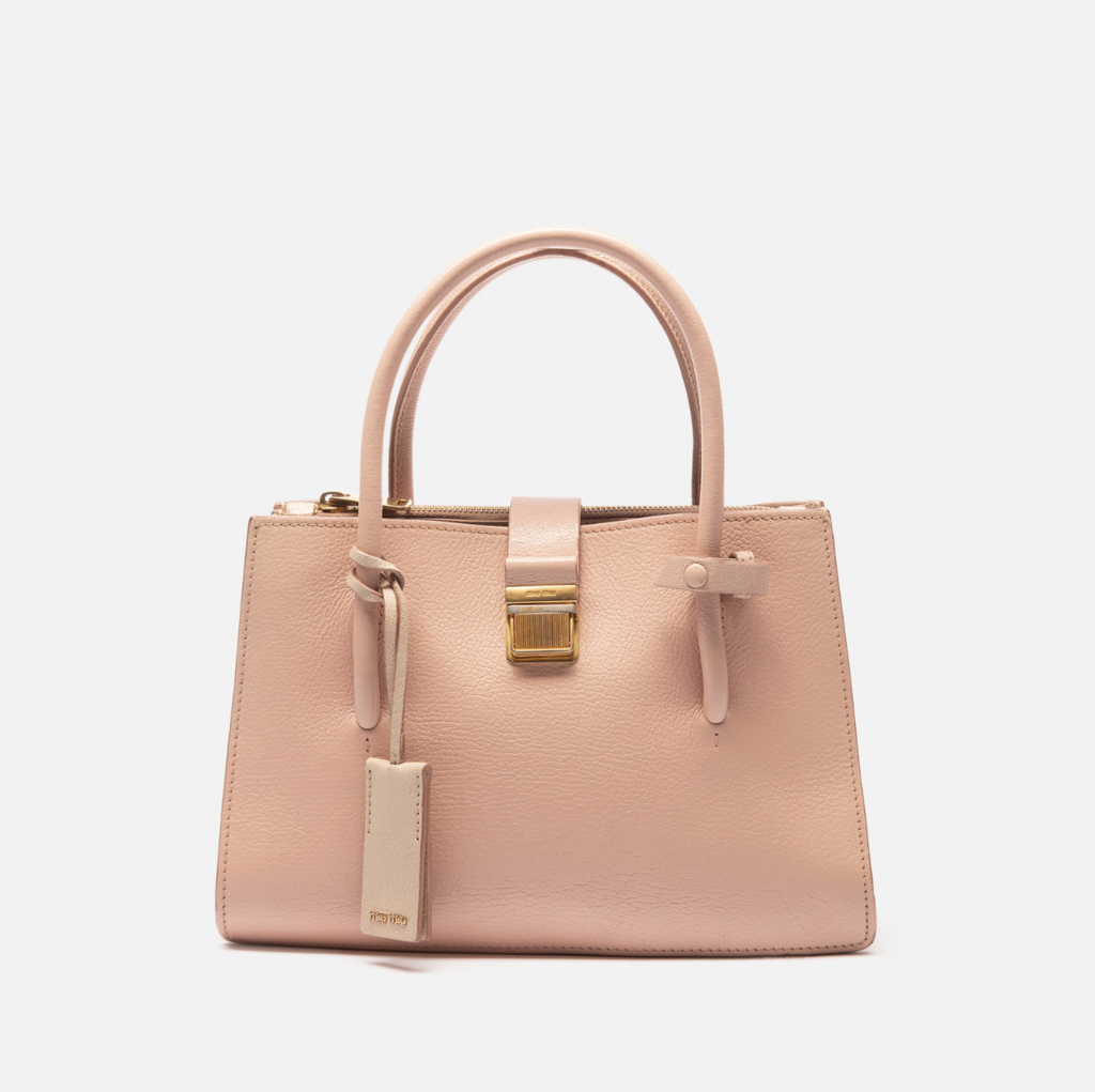 Miu Miu Pink Leather Top Handle Tote