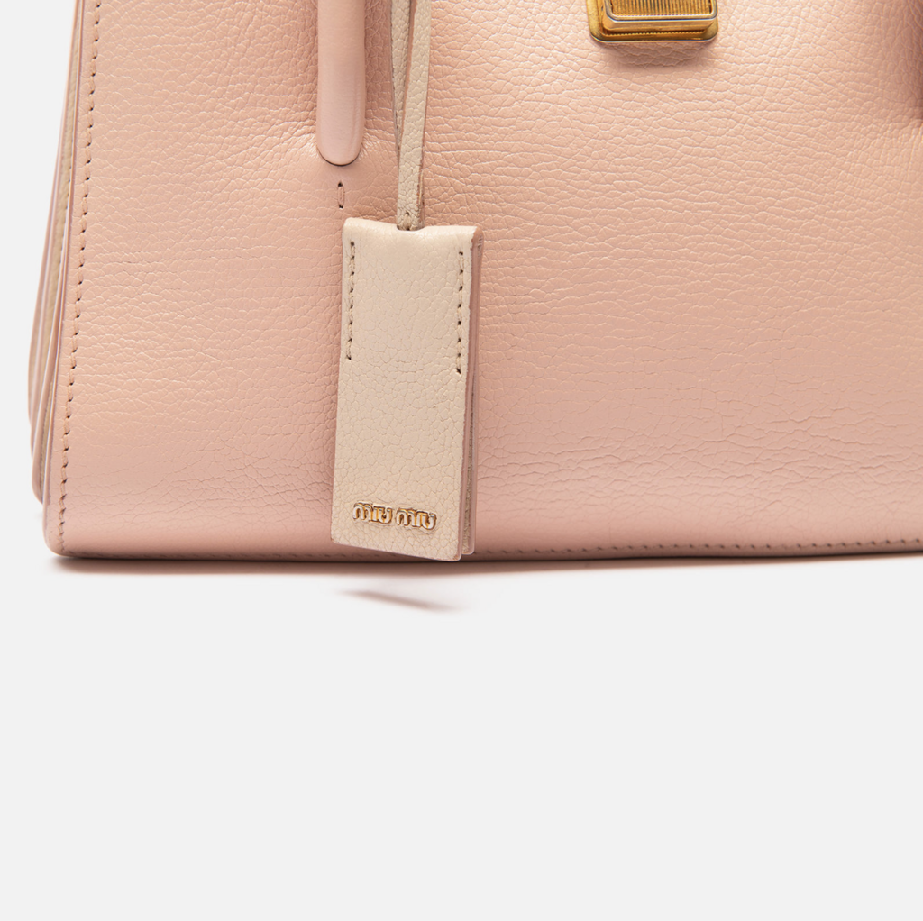 Miu Miu Pink Leather Top Handle Tote