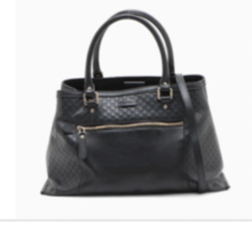 Black Leather Logo Embossed Tote