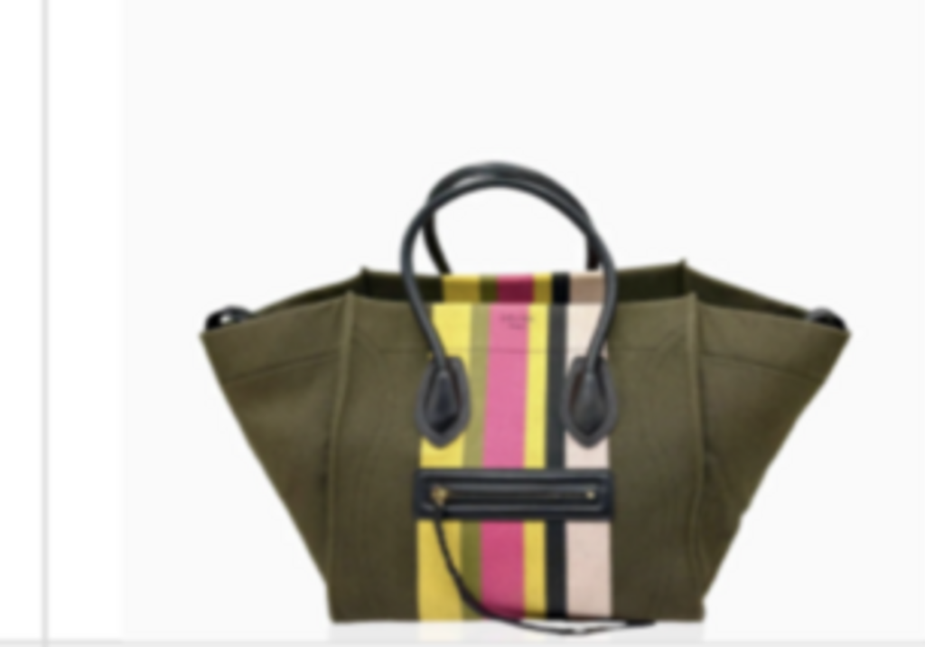 Olive Green Striped Phantom Tote