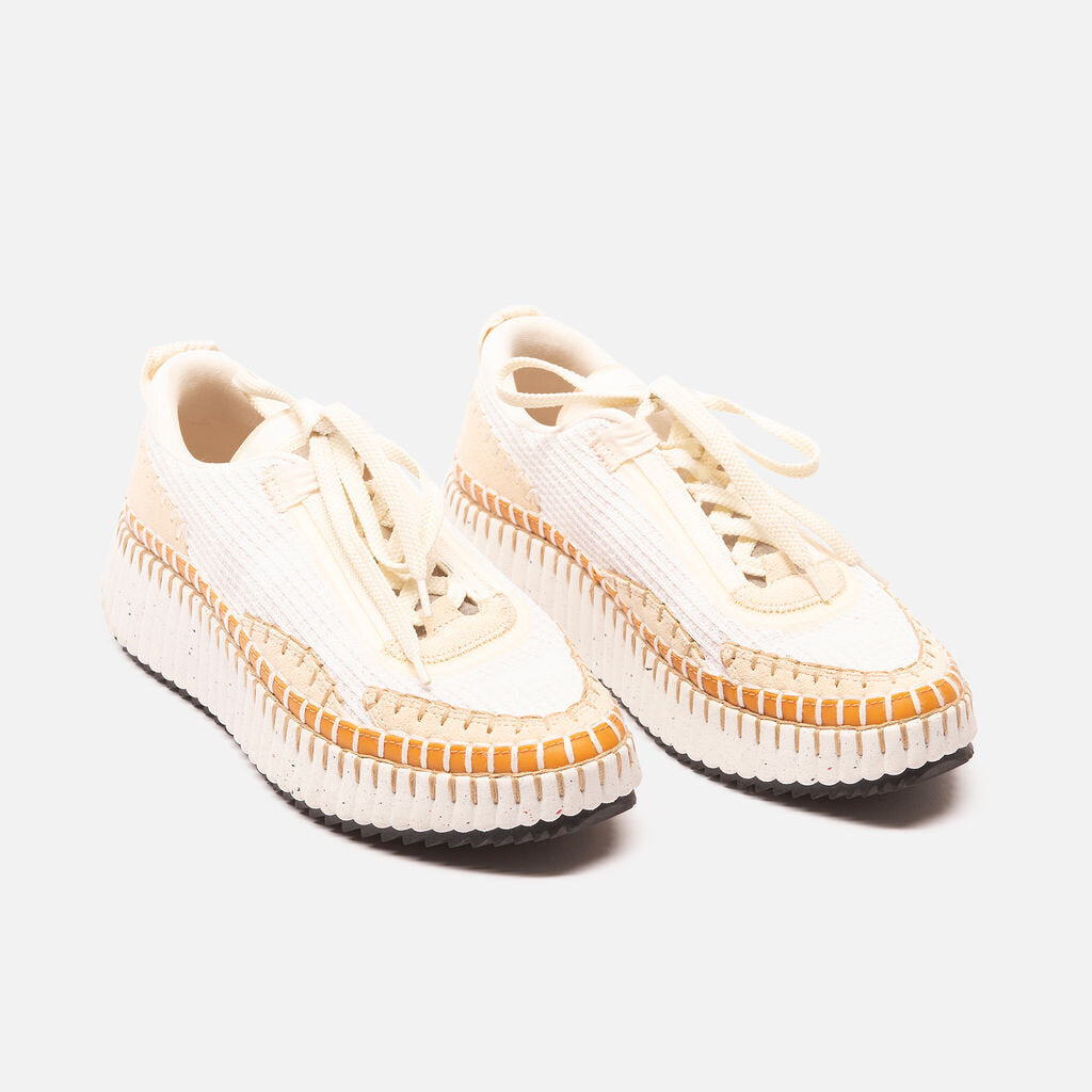 Chloe White & Cream Nama Platform Sneaker
