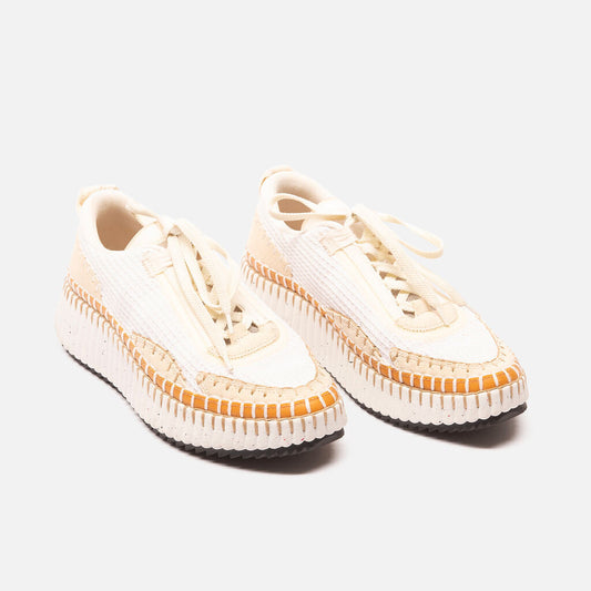 Chloe White & Cream Nama Platform Sneaker