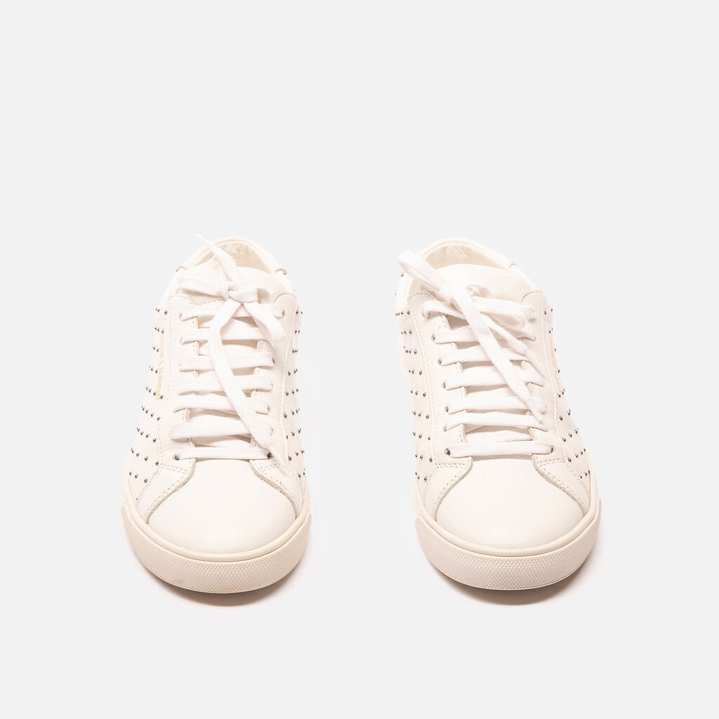 Saint Laurent White Leather Studded Sneaker