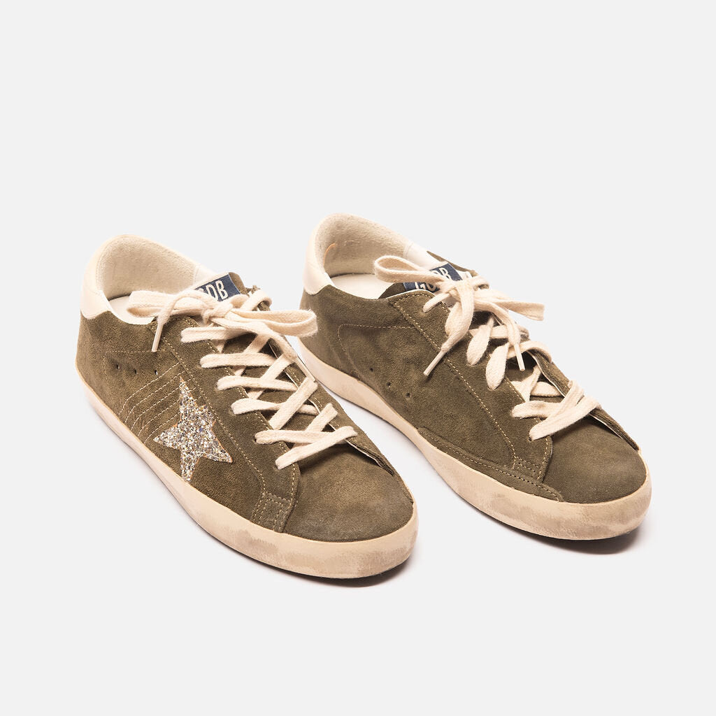 Golden Goose Green Suede Sneakers